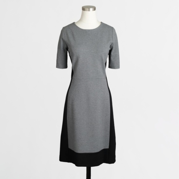 J. Crew Grey Black Color Block Zip Back Dress - Picture 2 of 8